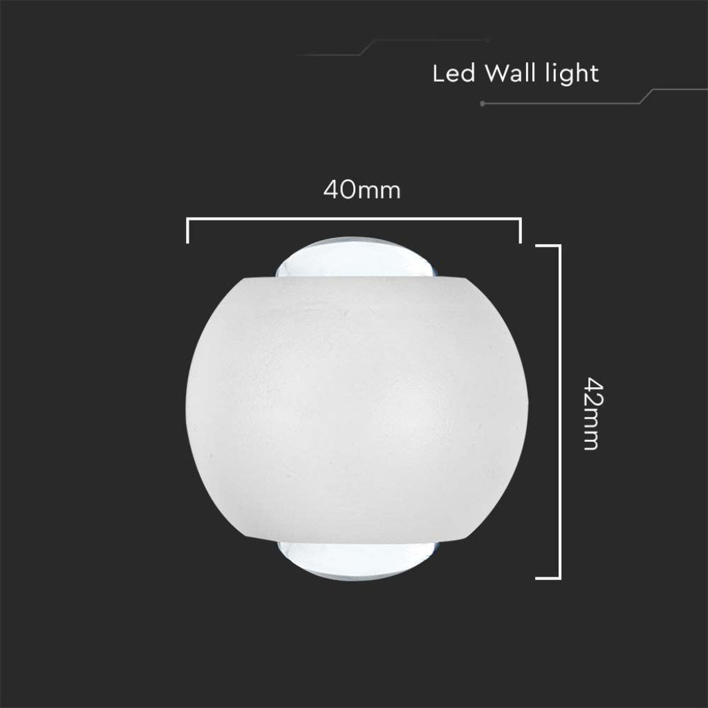 V-TAC Lampada LED da Muro Sferica 2W Doppio Fascio Luminoso Colore Bianco 4000K IP54 V-TAC Lampada LED da Muro Sferica 2W Doppio Fascio Luminoso Colore Bianco 4000K IP54